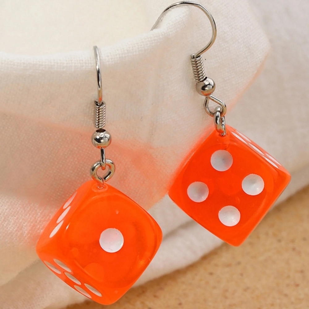 Orange Dice Earrings
